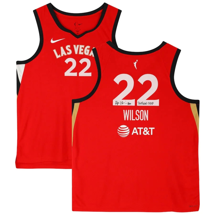 A’ja Wilson Signed Las Vegas Aces Inscribed Jersey "23 Finals MVP" WNBA Autograph Aja