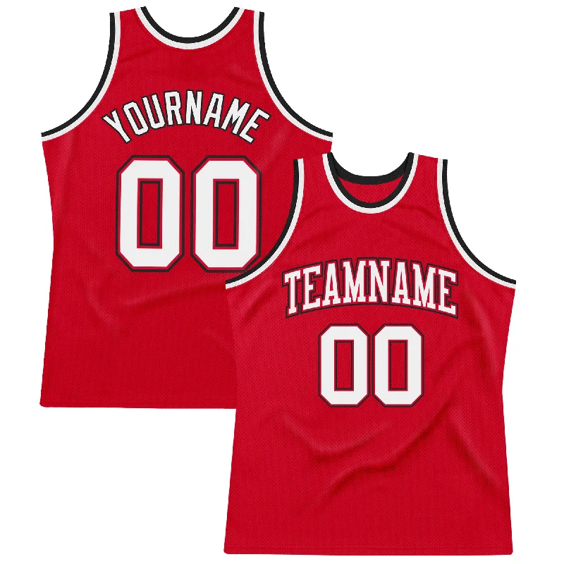 Custom Red White-Black Authentic Throwback Basketball Jersey