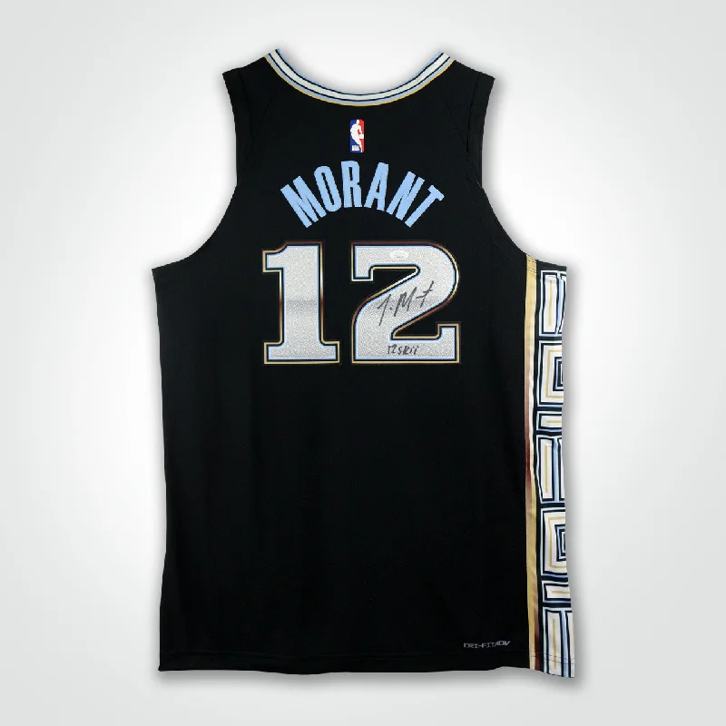 Ja Morant Signed Grizzlies Nike City Edition Inscribed "12 Skii" Jersey