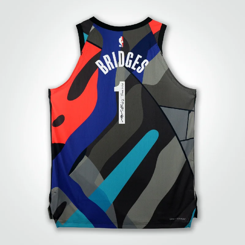 Mikal Bridges Signed Nets Nike Swingman City Edition Jersey Inscribed "Team USA"