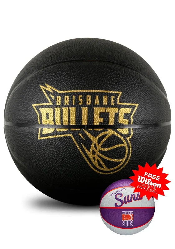 Spalding Hardwood Series Brisbane Bullets Basketball with FREE Wilson NBA Phoenix Suns Team Mini Basketball  <br> 6067/NBL/BRI