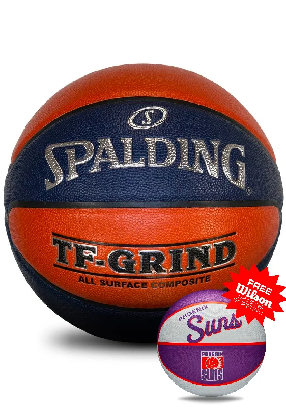 Spalding TF Grind Indoor/outdoor Basketball with FREE Wilson NBA Team Mini Retro Phoenix Suns Basketball <BR> 5166/5167/O-N/WTB3200XBPHO