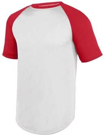 Augusta 1508 Wicking Short Sleeve Baseball Jersey - White Red