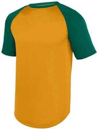 Augusta 1509 Youth Wicking Short Sleeve Baseball Jersey - Gold Dark Green