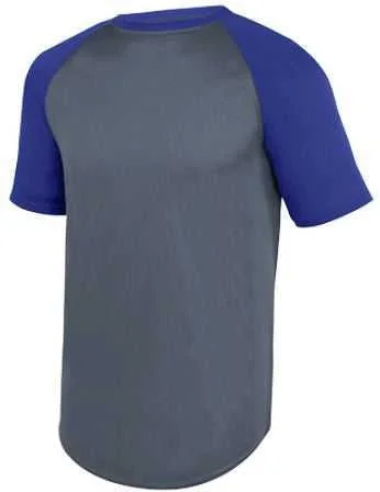 Augusta 1509 Youth Wicking Short Sleeve Baseball Jersey - Graphite Purple