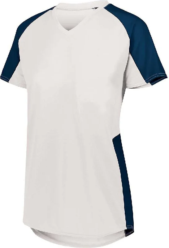 Augusta 1523 Girls Cutter Jersey - White Navy