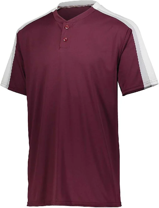 Augusta 1558 Youth Power Plus Jersey 2.0 - Maroon White Silver Grey