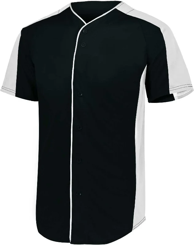 Augusta 1655 Full-Button Baseball Jersey - Black White