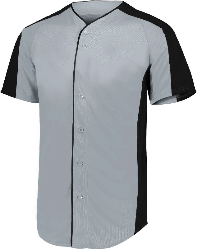 Augusta 1655 Full-Button Baseball Jersey - Blue Grey Black