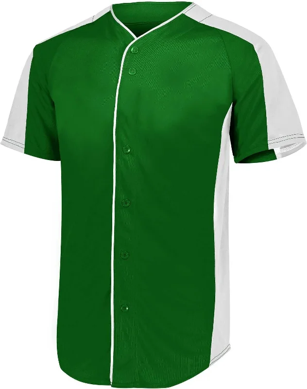 Augusta 1655 Full-Button Baseball Jersey - Dark Green White