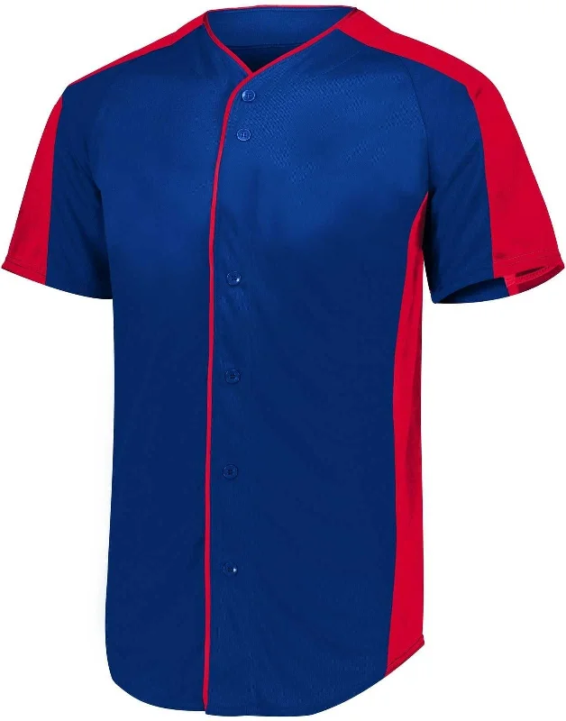 Augusta 1655 Full-Button Baseball Jersey - Navy Red