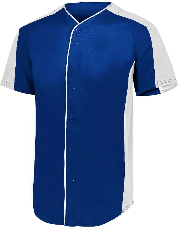 Augusta 1655 Full-Button Baseball Jersey - Navy White