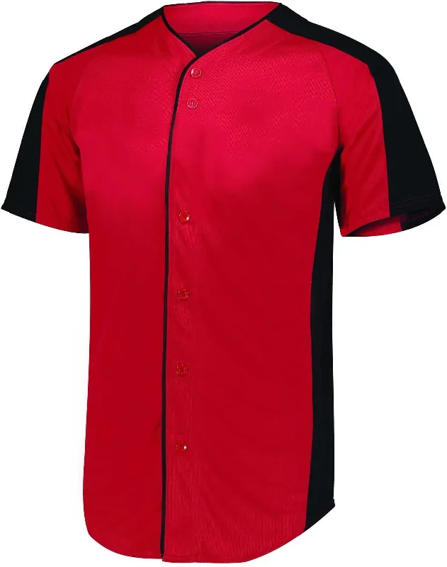 Augusta 1655 Full-Button Baseball Jersey - Red Black