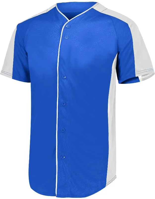 Augusta 1655 Full-Button Baseball Jersey - Royal White