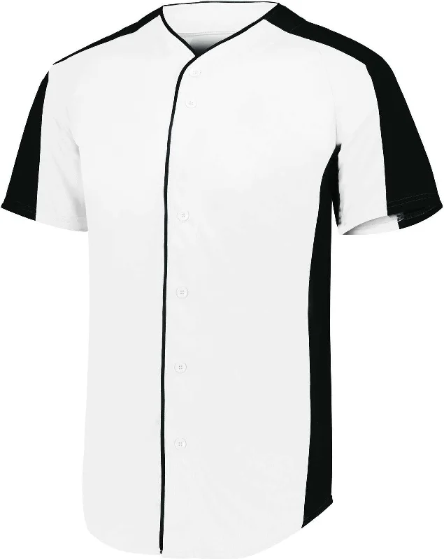 Augusta 1655 Full-Button Baseball Jersey - White Black