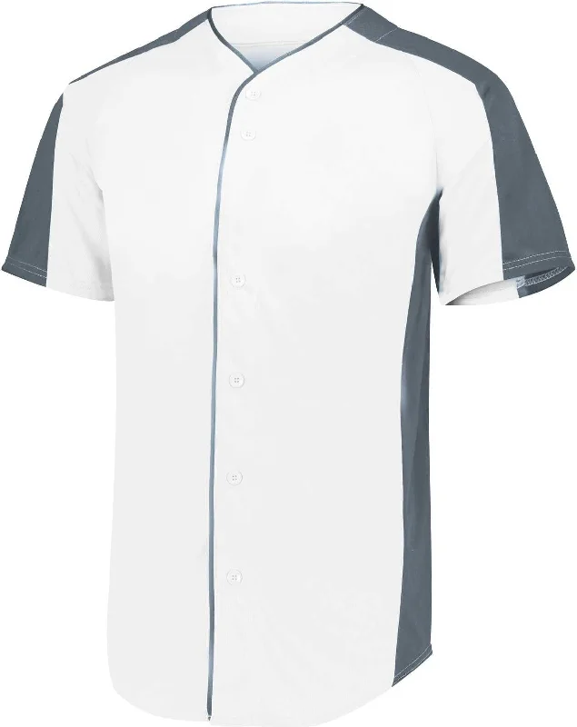 Augusta 1655 Full-Button Baseball Jersey - White Graphite