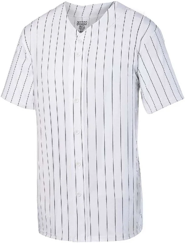 Augusta 1685 Pinstripe Full Button Baseball Jersey - White Black