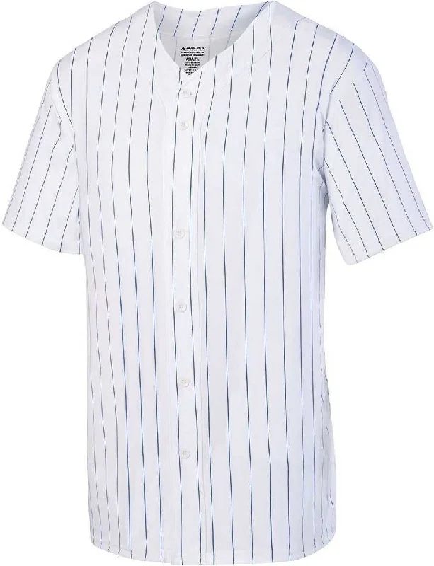 Augusta 1685 Pinstripe Full Button Baseball Jersey - White Royal