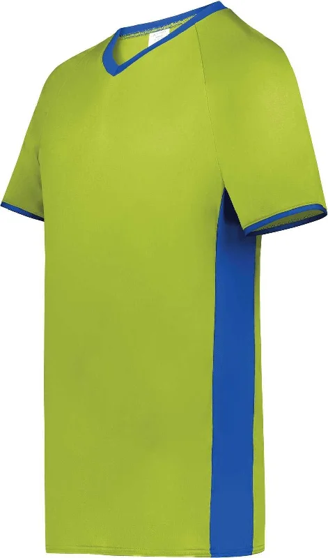 Augusta 6908 Youth Cutter+ V-Neck Jersey - Lime Royal