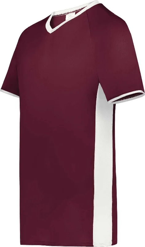 Augusta 6908 Youth Cutter+ V-Neck Jersey - Maroon White