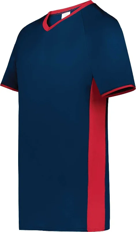 Augusta 6908 Youth Cutter+ V-Neck Jersey - Navy Scarlet