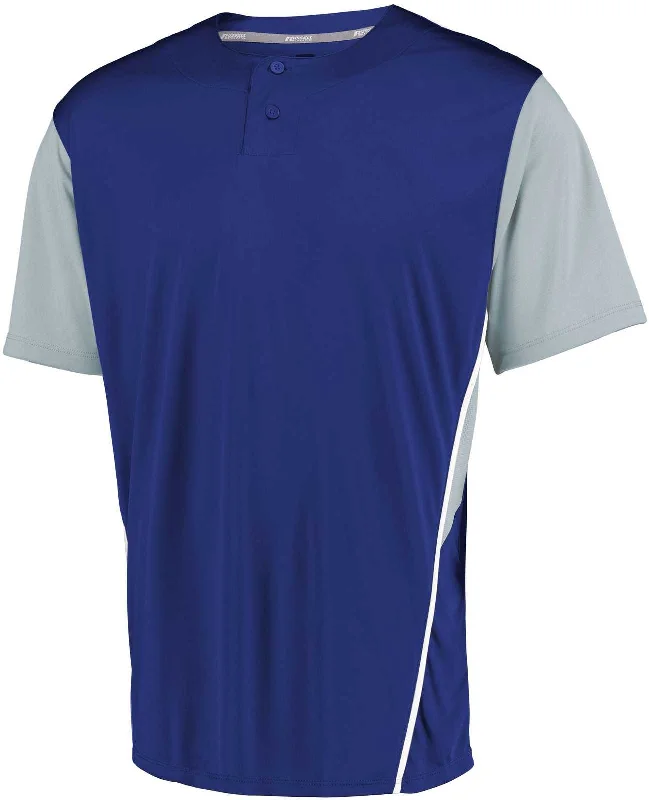 Russell 3R6X2B Youth Two-Button Placket Jersey - Royal Baseball Grey