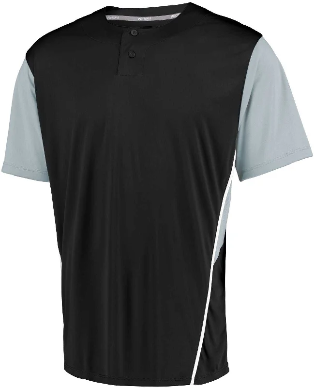 Russell 3R6X2M Performance Two-Button Color Block Jersey - Black Baseball Grey