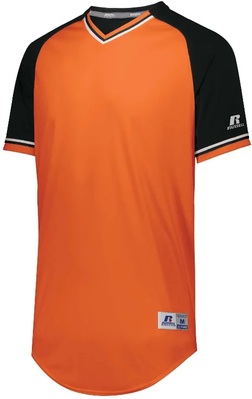 Russell R01X3B Youth Classic V-Neck Jersey - Burnt Orange Black White