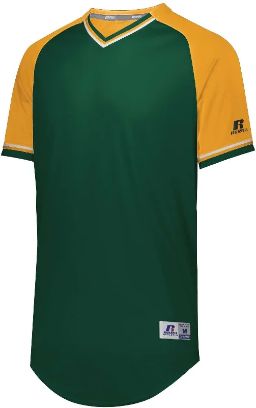 Russell R01X3B Youth Classic V-Neck Jersey - Dark Green Gold White