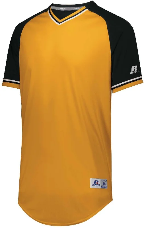 Russell R01X3B Youth Classic V-Neck Jersey - Gold Black White