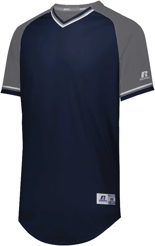 Russell R01X3B Youth Classic V-Neck Jersey - Navy Steel White