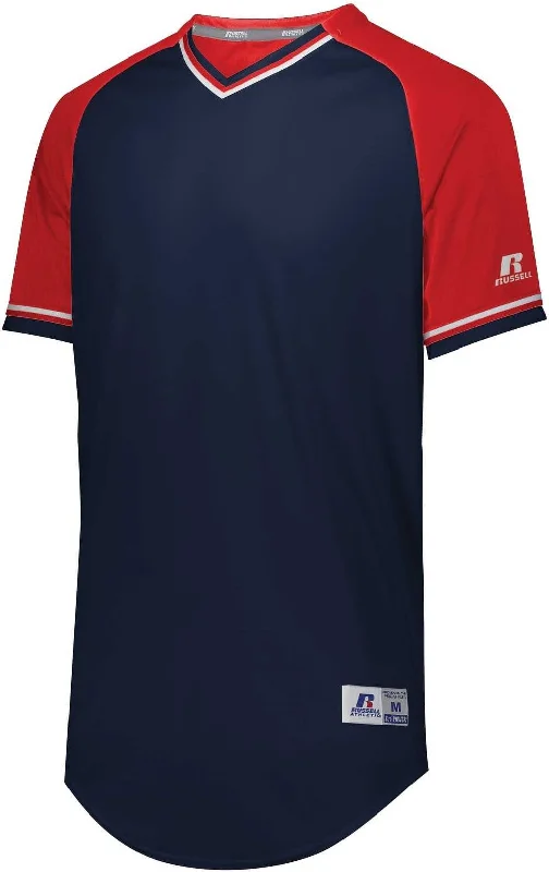 Russell R01X3B Youth Classic V-Neck Jersey - Navy True Red White