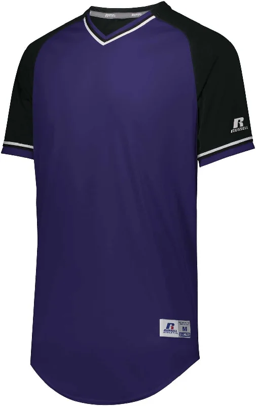 Russell R01X3B Youth Classic V-Neck Jersey - Purple Black White