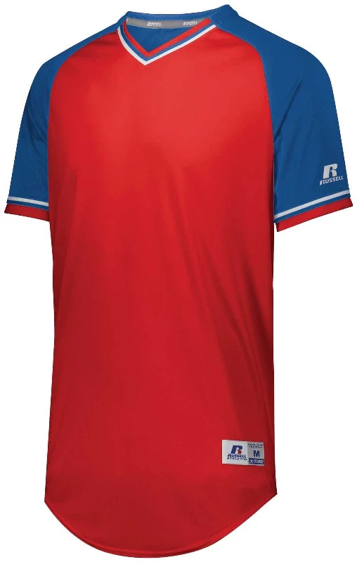 Russell R01X3B Youth Classic V-Neck Jersey - True Red Royal White