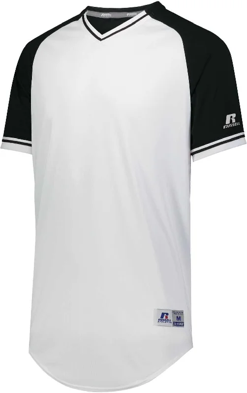 Russell R01X3B Youth Classic V-Neck Jersey - White Black White