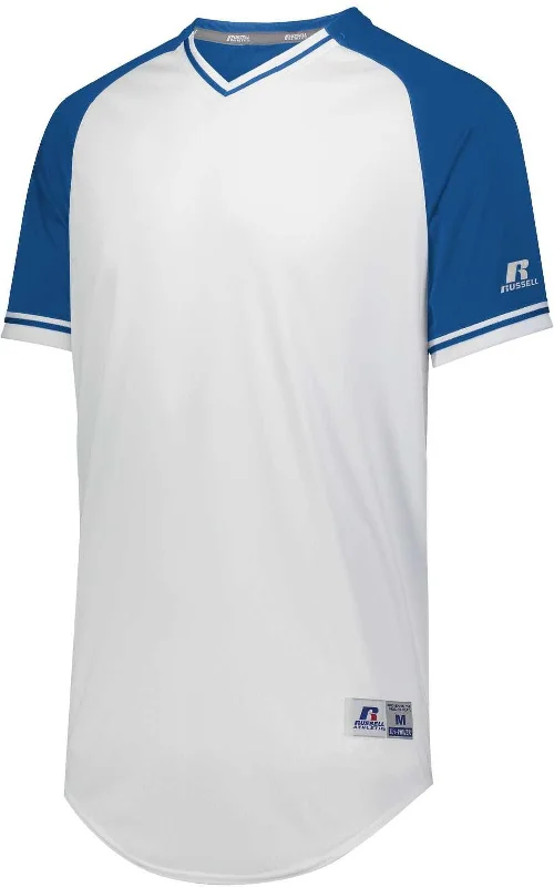 Russell R01X3B Youth Classic V-Neck Jersey - White Royal White