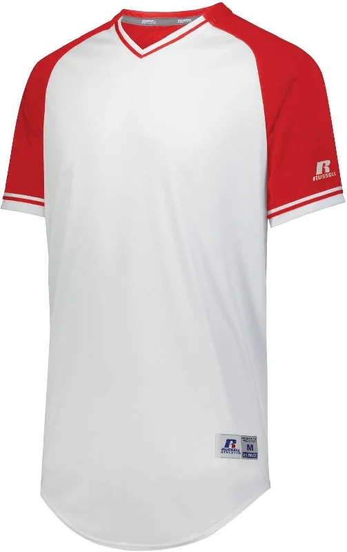 Russell R01X3B Youth Classic V-Neck Jersey - White True Red White