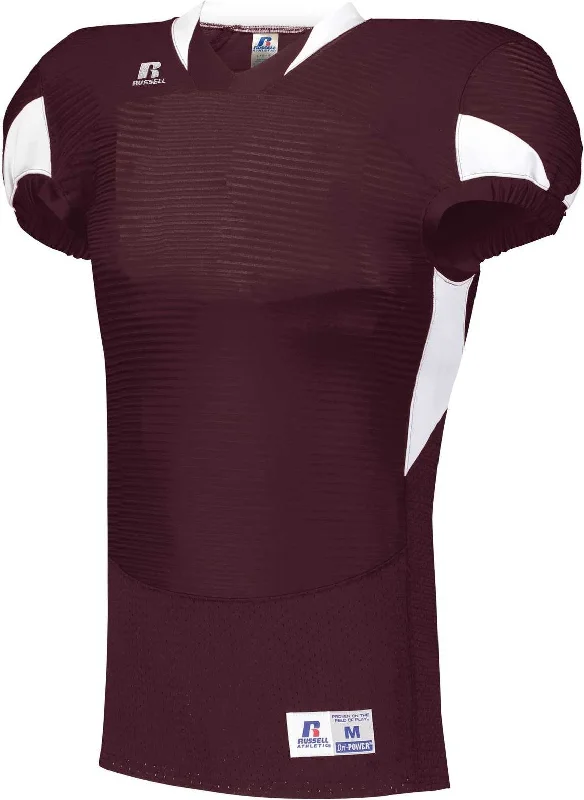 Russell S81XCM Waist Length Football Jersey - Maroon White