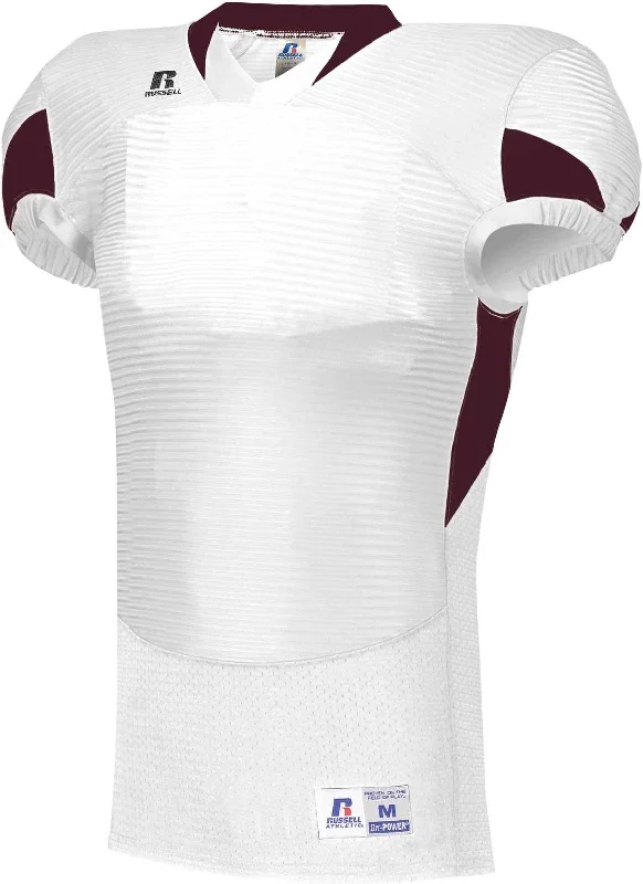 Russell S81XCM Waist Length Football Jersey - White Maroon