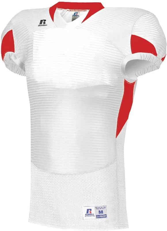 Russell S81XCM Waist Length Football Jersey - White True Red