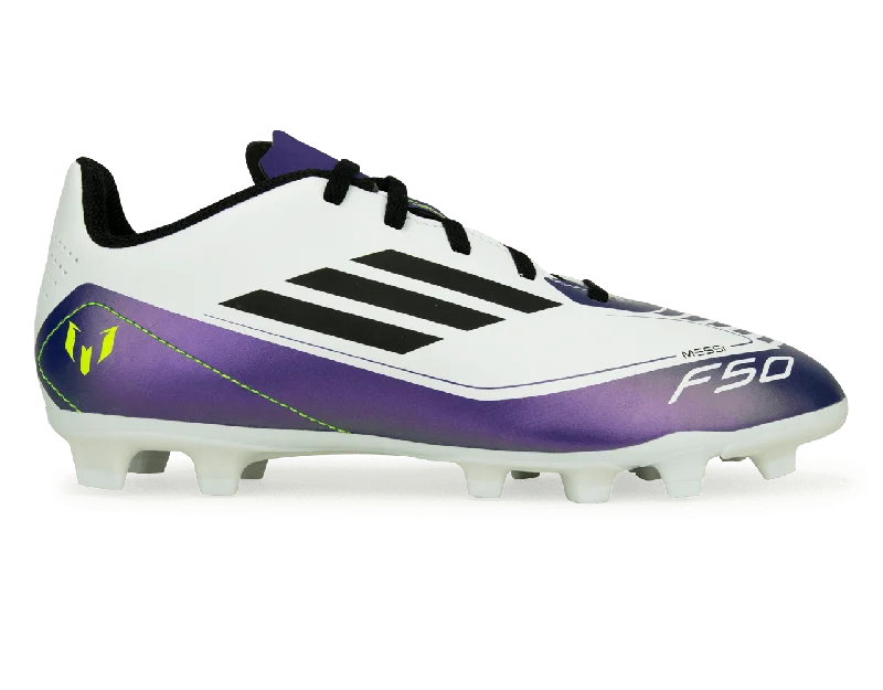 adidas Kids F50 Messi Club FxG White/Black/Purple