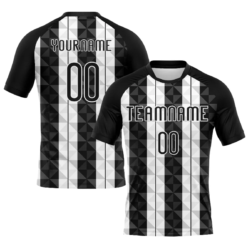 Custom Black White Geometric Shape Sublimation Volleyball Uniform Jersey