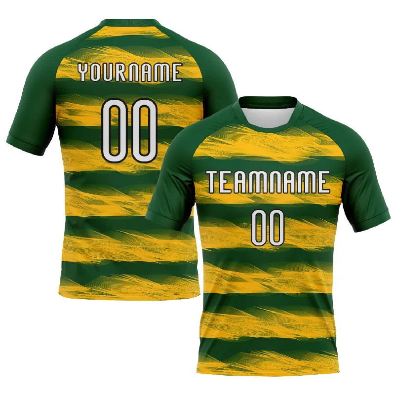 Custom Green Yellow-Black Abstract Lines Sublimation Volleyball Uniform Jersey