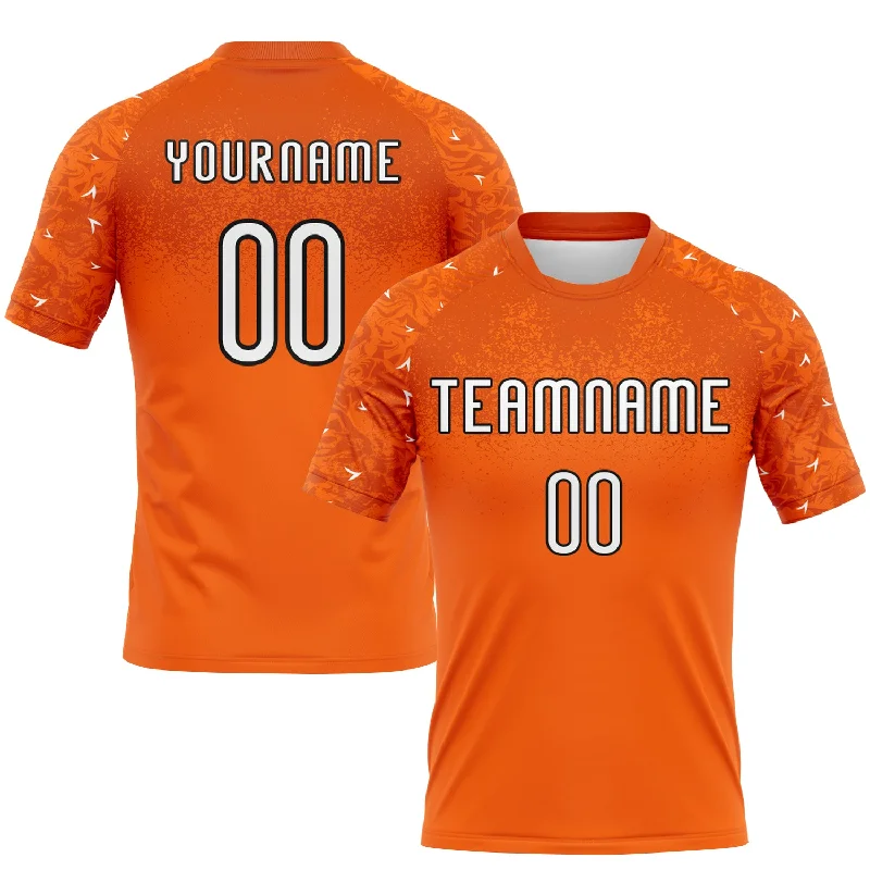 Custom Orange White-Black Abstract Shape Sublimation Volleyball Uniform Jersey