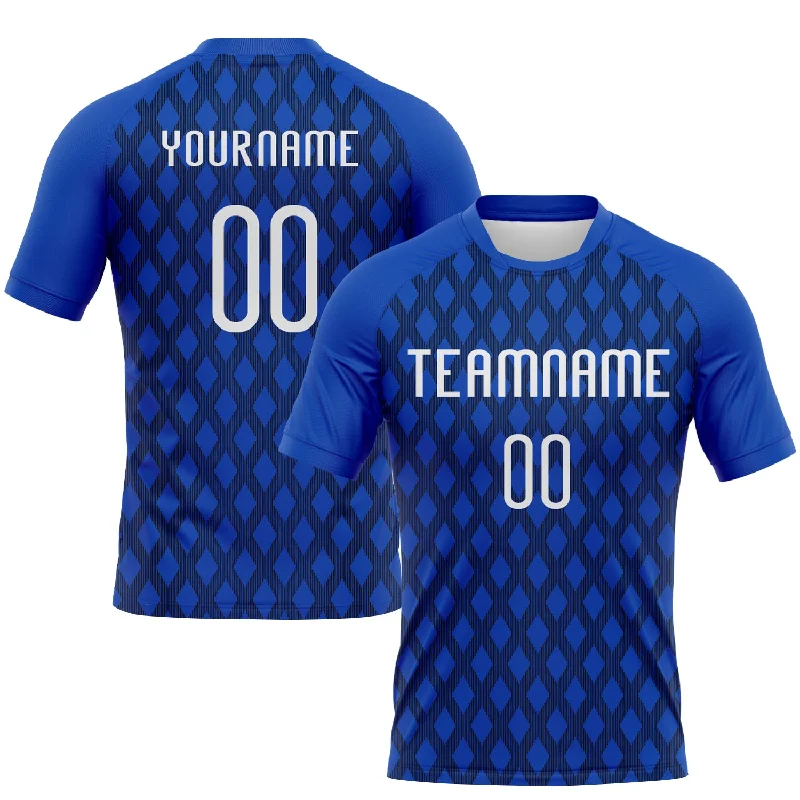 Custom Thunder Blue White-Black Geometric Shape Sublimation Volleyball Uniform Jersey