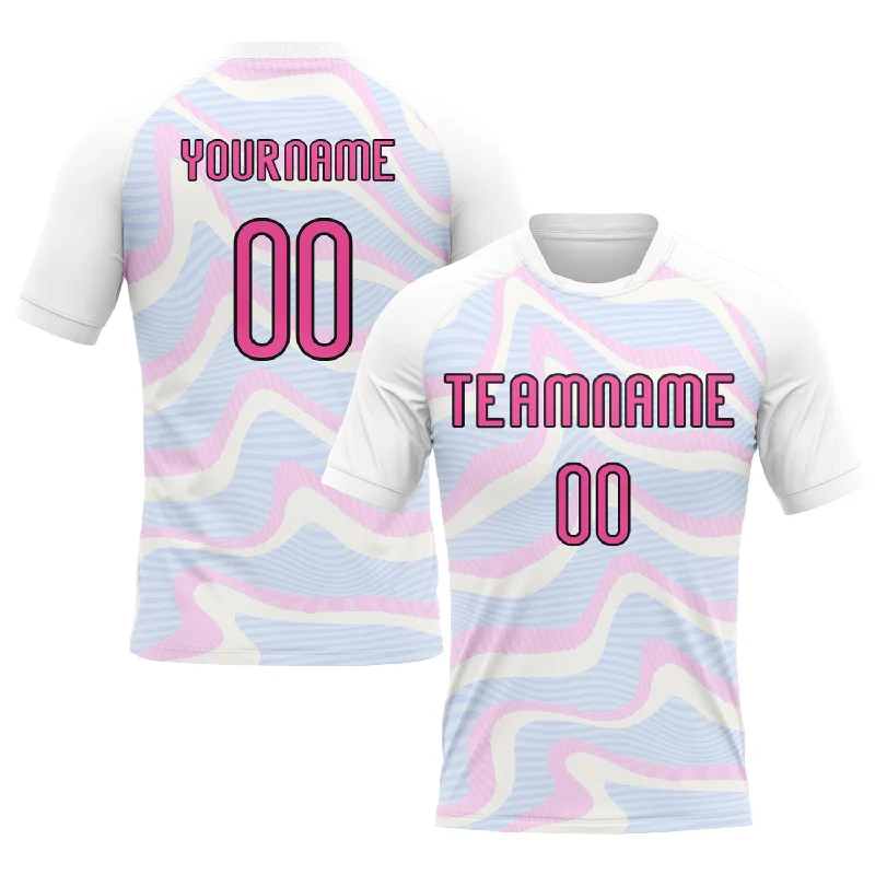 Custom White Pink-Black Liquid Fluid Sublimation Volleyball Uniform Jersey