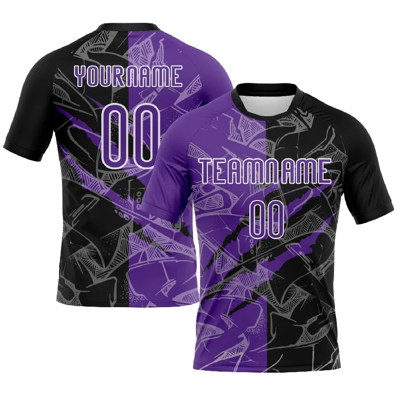 Custom Graffiti Pattern Purple-Black Scratch Sublimation Volleyball Uniform Jersey