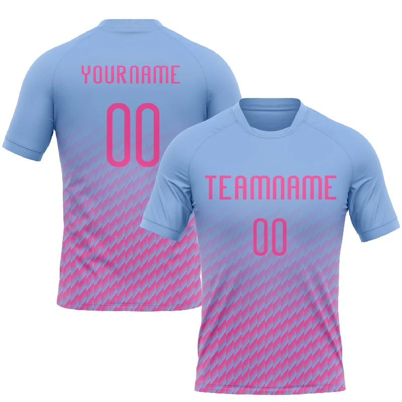 Custom Light Blue Pink Geometric Shape Sublimation Volleyball Uniform Jersey