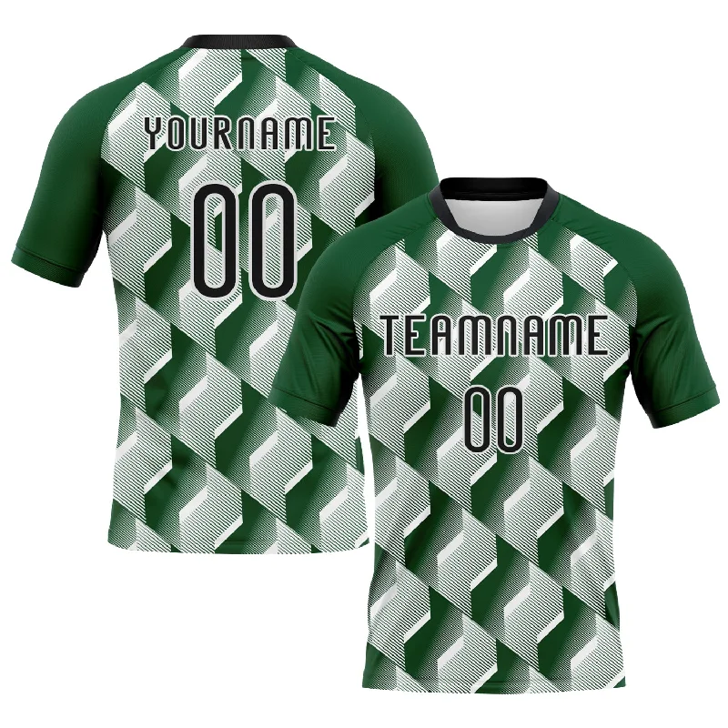 Custom Green Black-White Geometric Shape Sublimation Volleyball Uniform Jersey